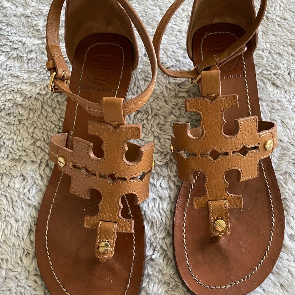 Tory Burch Chandler Logo Wedge Sandal Size 6.5
